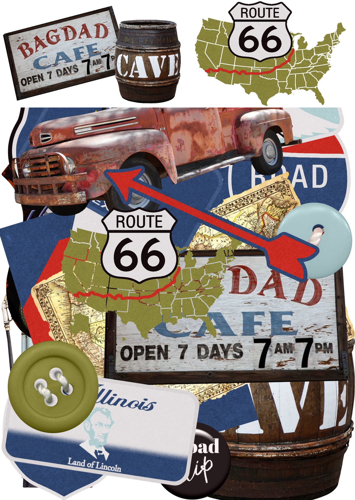 Route 66 12 x 12 Scrapbook Paper & Embellishment Kit by SSC Designs - 3 Kits