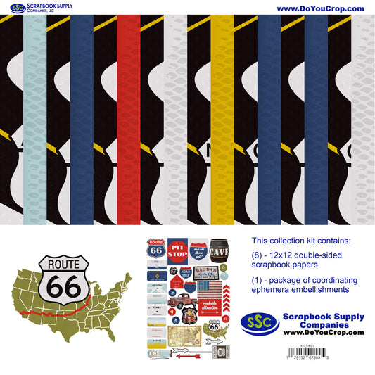 Route 66 12 x 12 Scrapbook Paper & Embellishment Kit by SSC Designs - 3 Kits