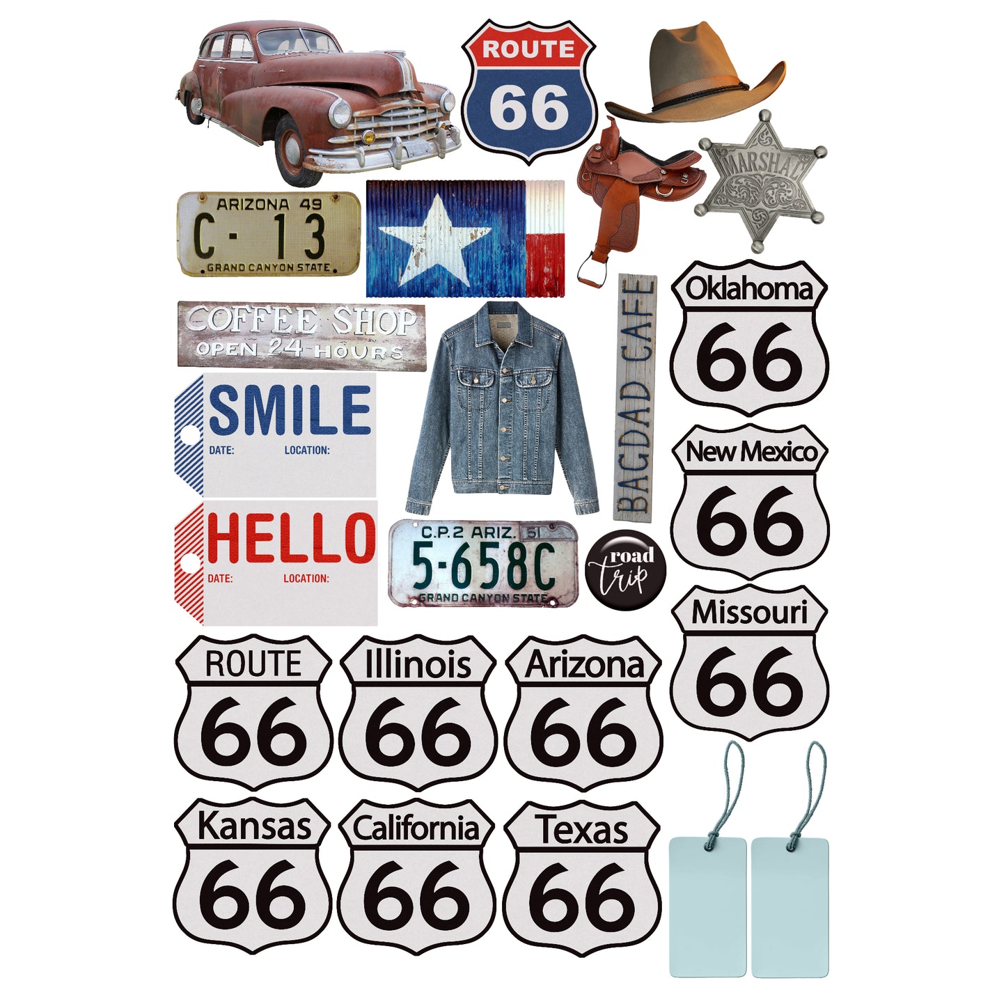 Road Trip Route 66 12 x 12 Scrapbook Paper & Embellishment Kit by SSC Designs - 3 Kits