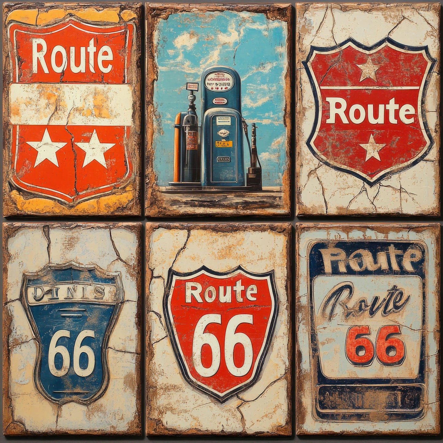 Road Trip Route 66 Collection Pit Stop Postcards 12 x 12 Double-Sided Scrapbook Paper by SSC Designs - 15 Pack