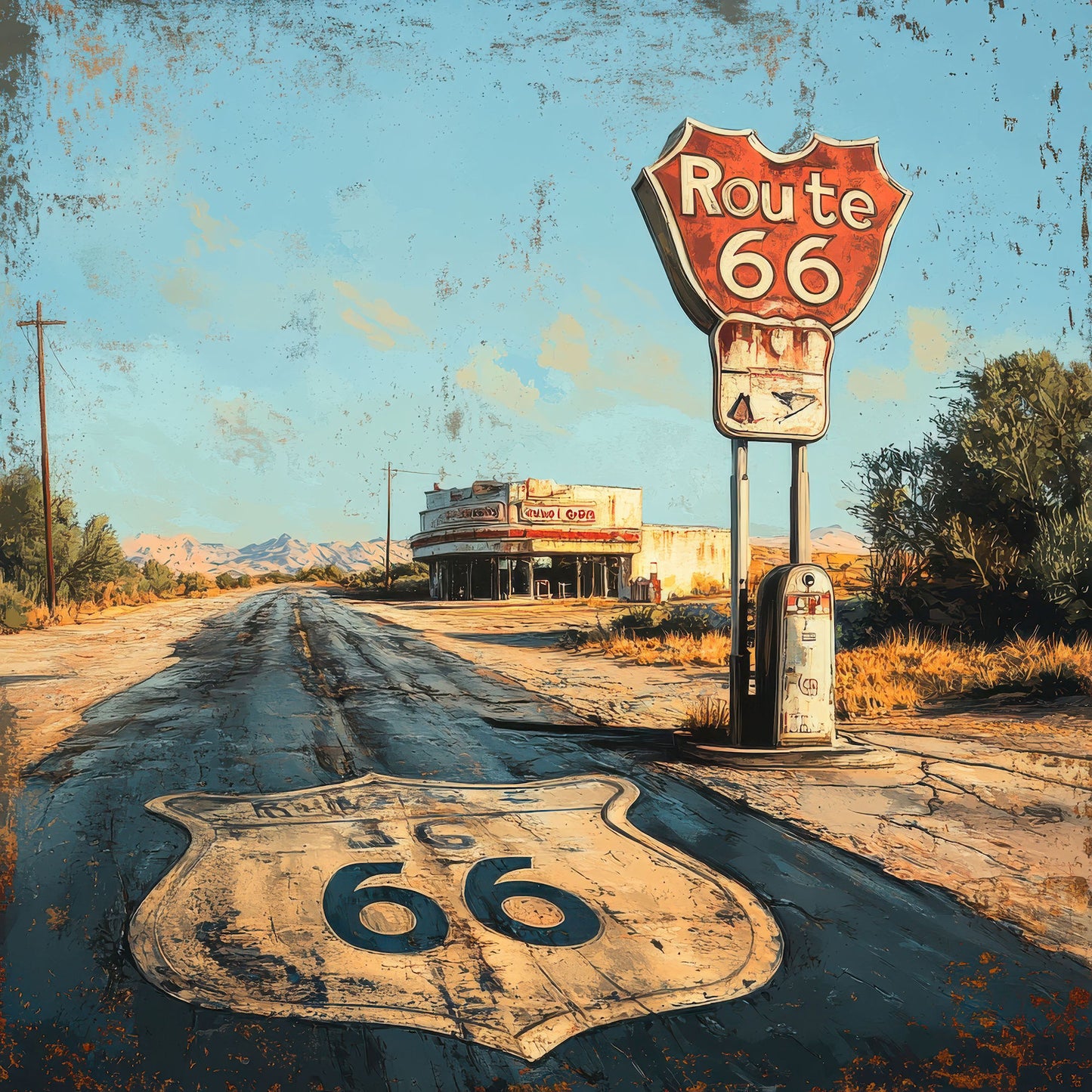 Road Trip Route 66 Collection Pit Stop Postcards 12 x 12 Double-Sided Scrapbook Paper by SSC Designs - 15 Pack