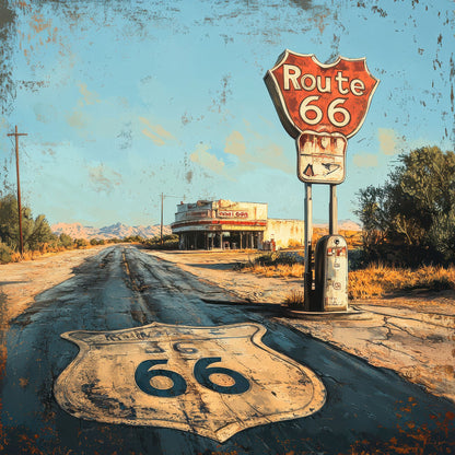 Road Trip Route 66 Collection Pit Stop Postcards 12 x 12 Double-Sided Scrapbook Paper by SSC Designs - 15 Pack