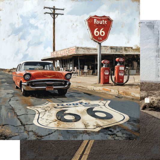 Road Trip Route 66 Collection Cross County Cruise 12 x 12 Double-Sided Scrapbook Paper by SSC Designs - 15 Pack