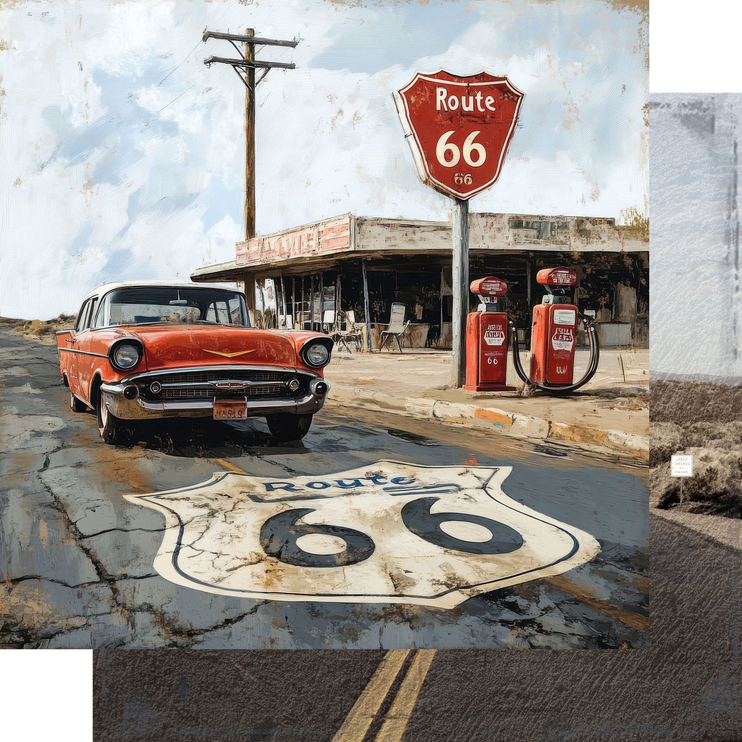 Road Trip Route 66 12 x 12 Scrapbook Paper & Embellishment Kit by SSC Designs - 3 Kits