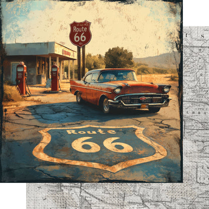 Road Trip Route 66 Collection Souvenir Strip 12 x 12 Double-Sided Scrapbook Paper by SSC Designs - 15 Pack