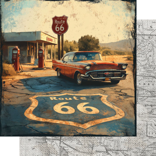Road Trip Route 66 Collection Souvenir Strip 12 x 12 Double-Sided Scrapbook Paper by SSC Designs - 15 Pack