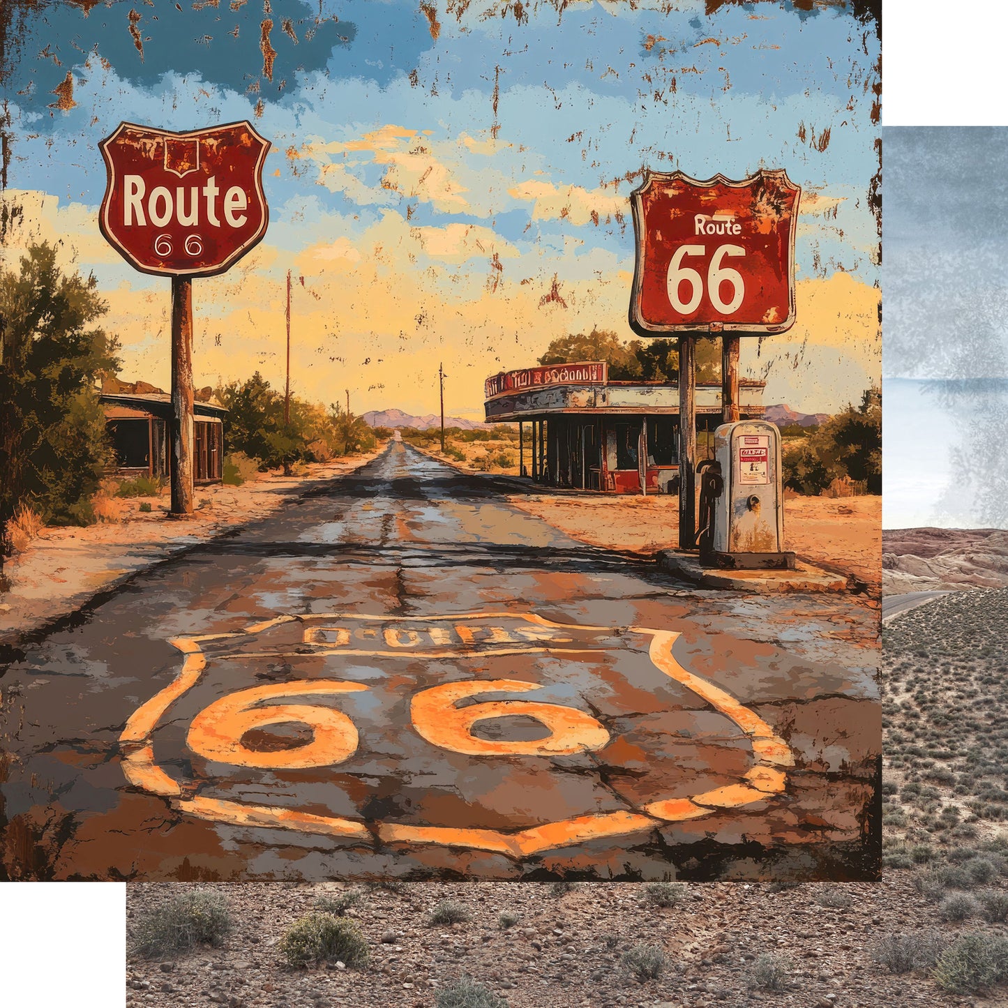 Road Trip Route 66 12 x 12 Scrapbook Paper & Embellishment Kit by SSC Designs - 3 Kits