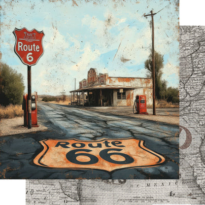 Road Trip Route 66 Collection Bagdad Cafe Break 12 x 12 Double-Sided Scrapbook Paper by SSC Designs - 15 Pack