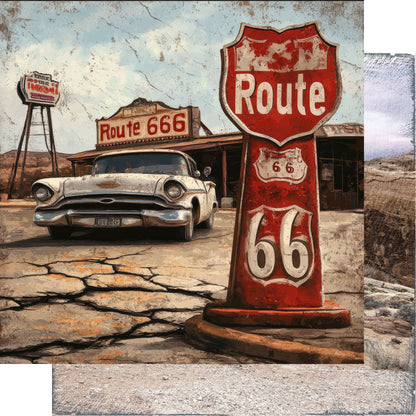 Road Trip Route 66 Collection Route Rambler 12 x 12 Double-Sided Scrapbook Paper by SSC Designs - 15 Pack