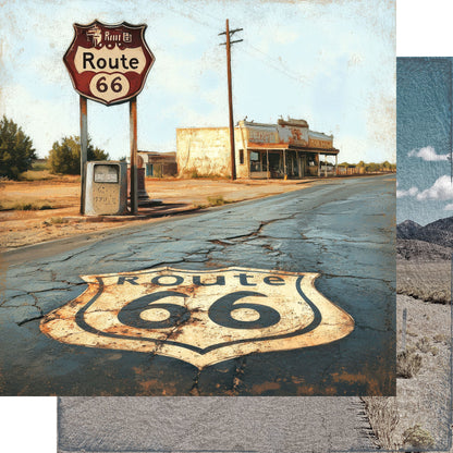 Road Trip Route 66 Collection Open Road Oasis 12 x 12 Double-Sided Scrapbook Paper by SSC Designs - 15 Pack