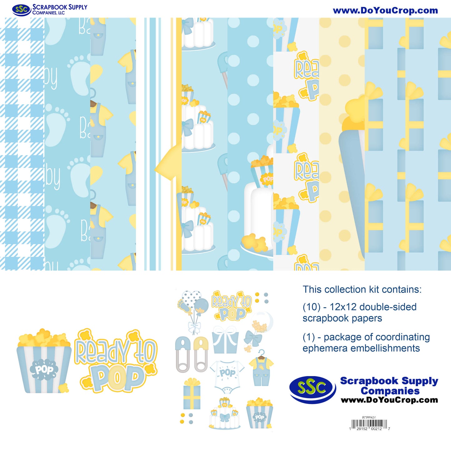 Ready To Pop Boy 12 x 12 Scrapbook Paper Pack & Embellishment Kit - 3 Kits