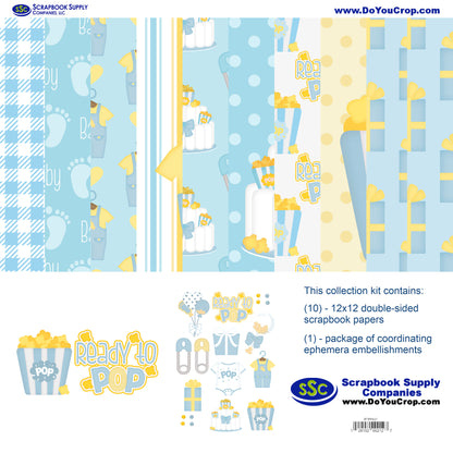 Ready To Pop Boy 12 x 12 Scrapbook Paper Pack & Embellishment Kit - 3 Kits
