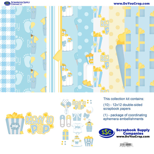 Ready To Pop Boy 12 x 12 Scrapbook Paper Pack & Embellishment Kit - 3 Kits