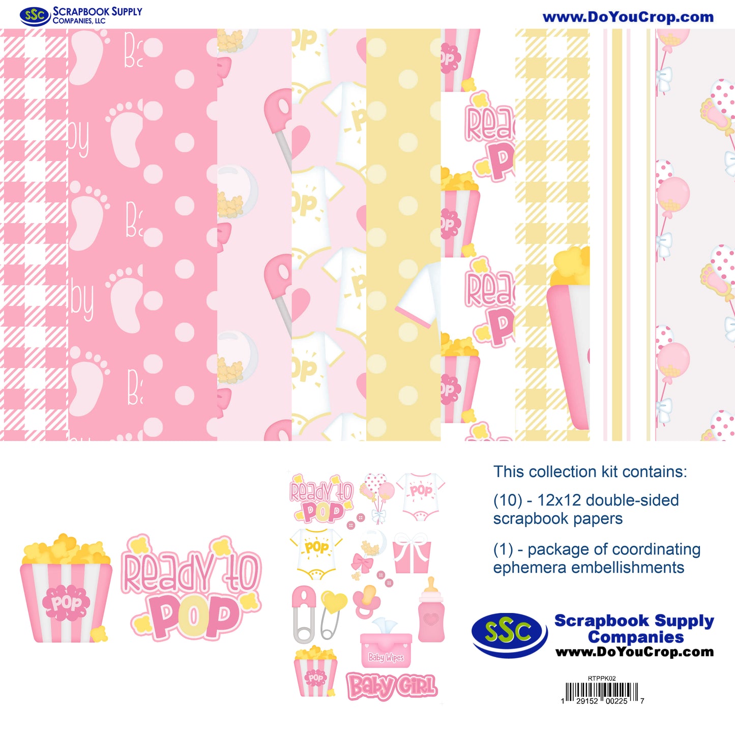 Ready To Pop Girl 12 x 12 Scrapbook Paper Pack & Embellishment Kit - 3 Kits