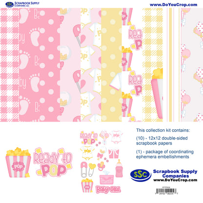 Ready To Pop Girl 12 x 12 Scrapbook Paper Pack & Embellishment Kit - 3 Kits