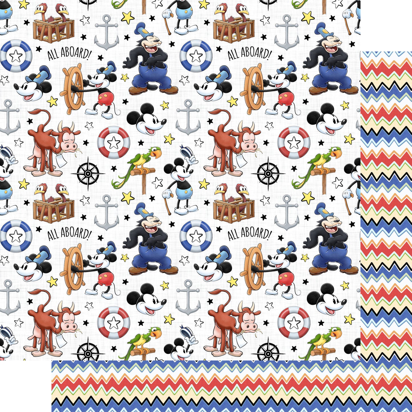 Steamboat Willie Collection Willie & Friends 12 x 12 Double-Sided Scrapbook Paper by SSC Designs - 15 Pack