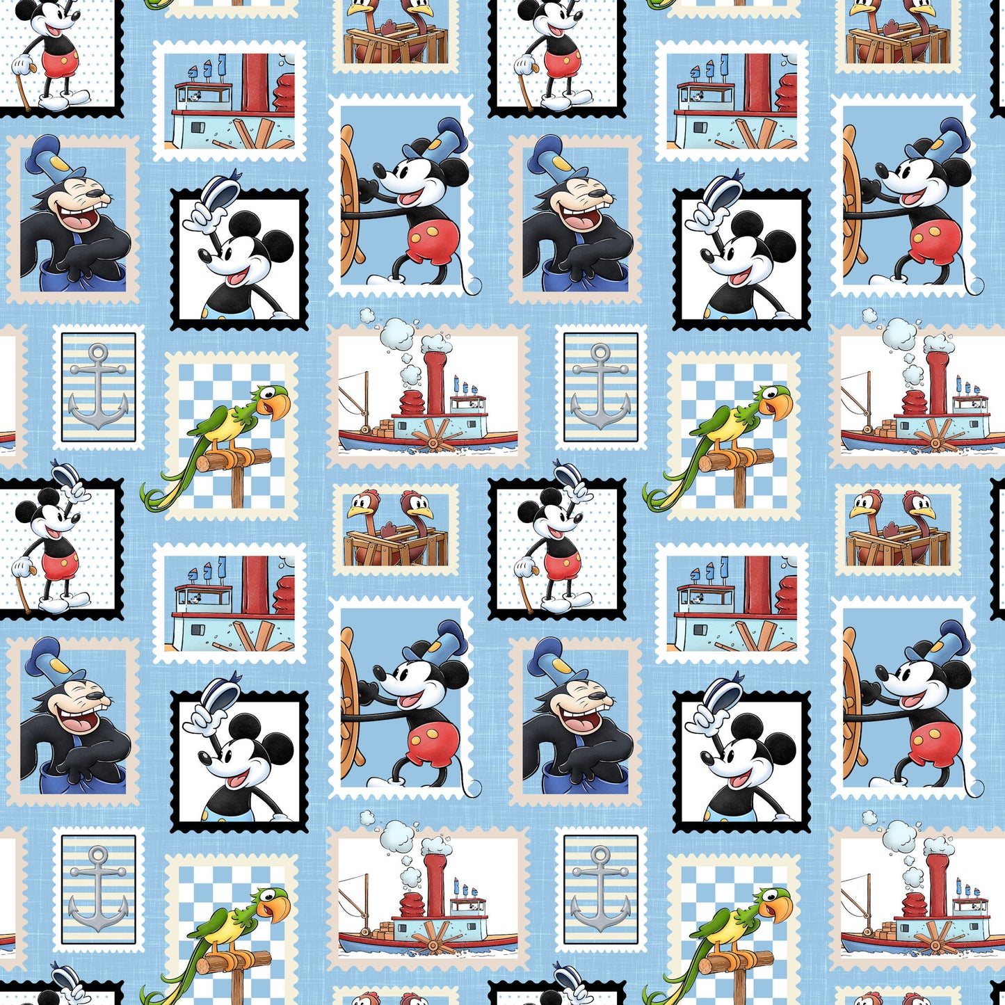 Steamboat Willie Collection Steamboat Stamps 12 x 12 Double-Sided Scrapbook Paper by SSC Designs - 15 Pack
