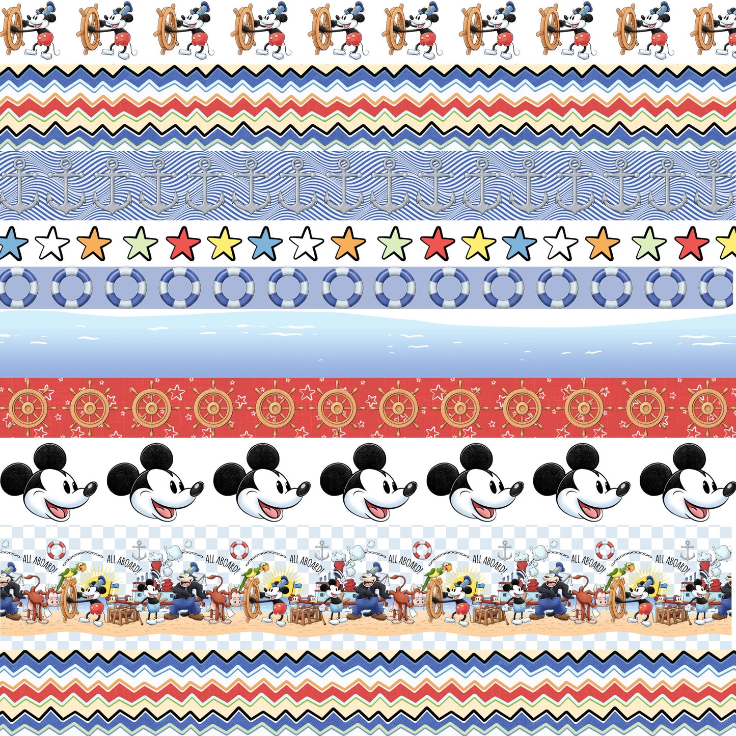Steamboat Willie Collection Steamboat Stripes 12 x 12 Double-Sided Scrapbook Paper by SSC Designs - 15 Pack