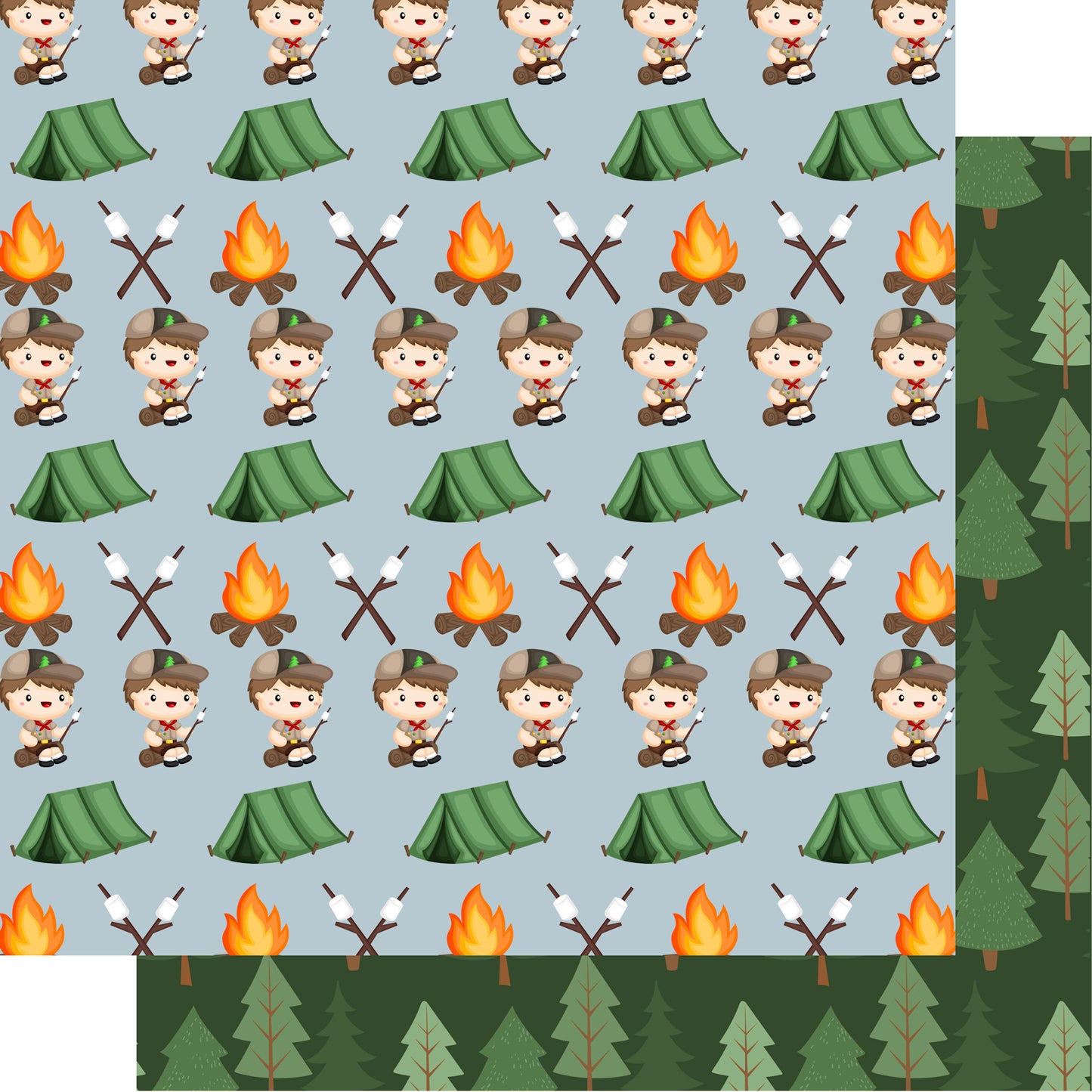 Earning My Badges Collection Camping 12 x 12 Double-Sided Scrapbook Paper by SSC Designs - 15 Pack