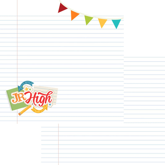 School Days Collection Junior High 12 x 12 Double-Sided Scrapbook Paper by SSC Designs - 15 Pack