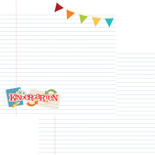 School Days Collection Kindergarten 12 x 12 Double-Sided Scrapbook Paper by SSC Designs - 15 Pack