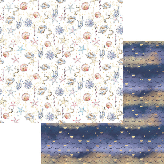 Nautical Summer Collection Seashells By The Seashore 12 x 12 Double-Sided Scrapbook Paper by SSC Designs - 15 Pack