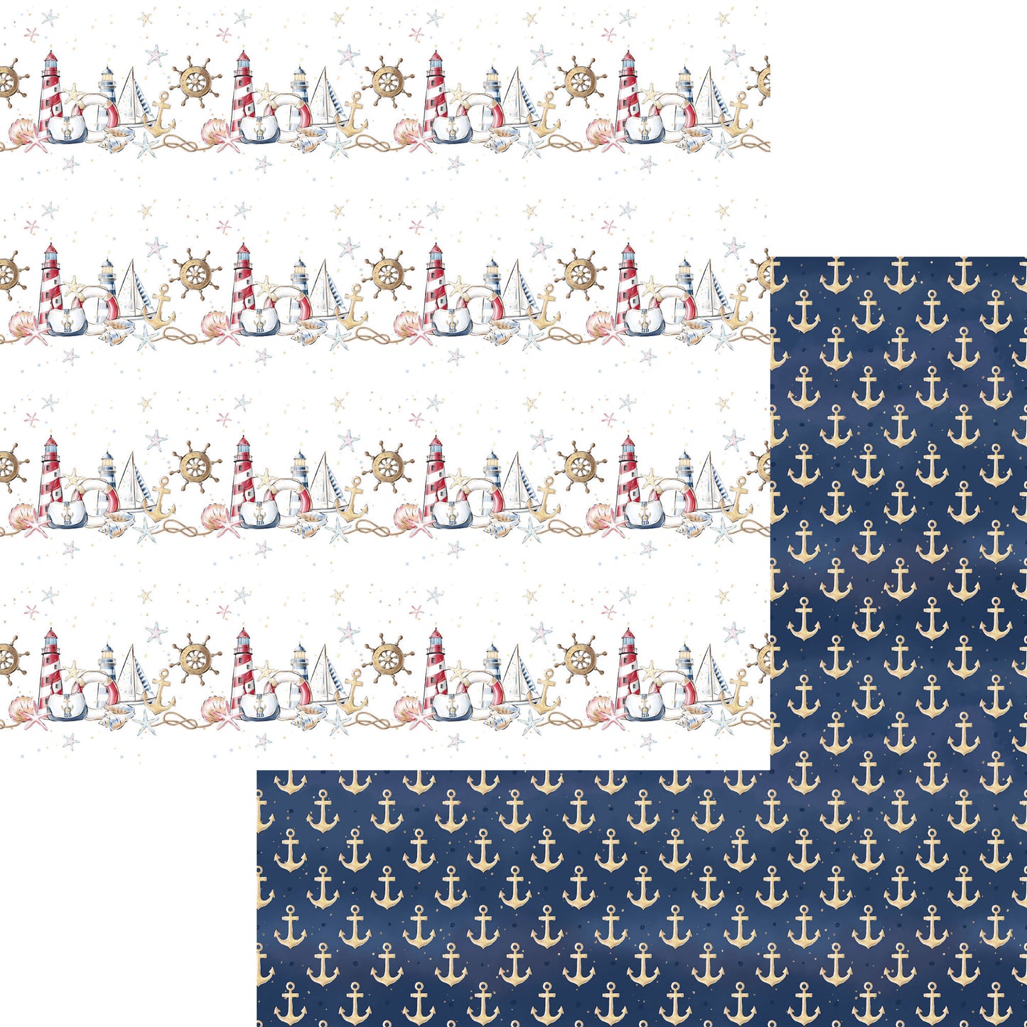 Nautical Summer Collection Lighthouses By The Seashore 12 x 12 Double-Sided Scrapbook Paper by SSC Designs - 15 Pack