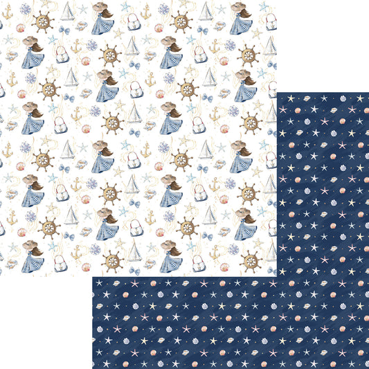 Nautical Summer Collection Take Me Sailing 12 x 12 Double-Sided Scrapbook Paper by SSC Designs - 15 Pack