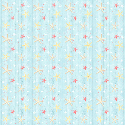 Nautical Summer Collection Seashell Stripes 12 x 12 Double-Sided Scrapbook Paper by SSC Designs - 15 Pack