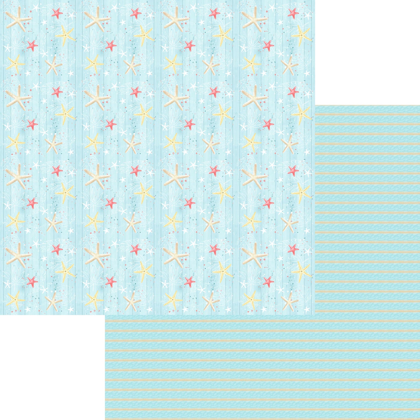 Nautical Summer Collection Seashell Stripes 12 x 12 Double-Sided Scrapbook Paper by SSC Designs - 15 Pack