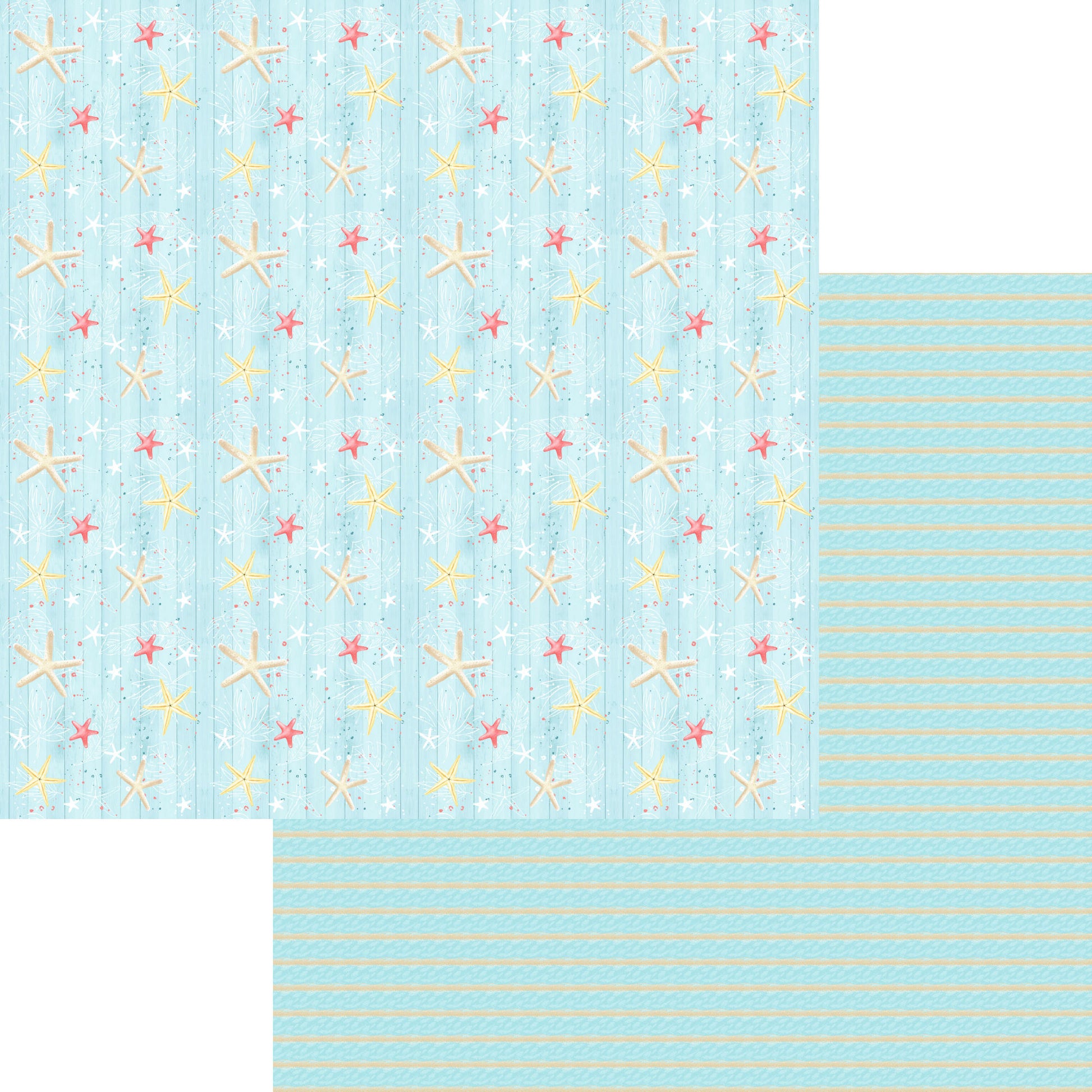 Nautical Summer Collection Seashell Stripes 12 x 12 Double-Sided Scrapbook Paper by SSC Designs - 15 Pack