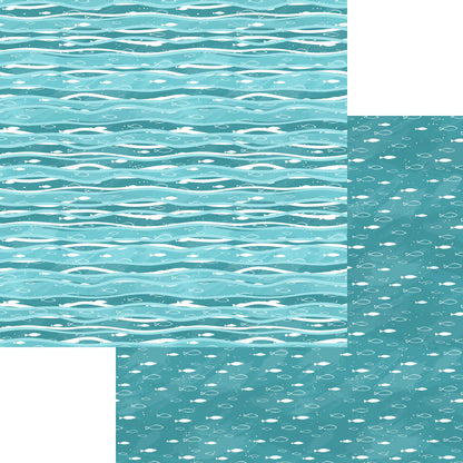 Nautical Summer Collection Wavy Water 12 x 12 Double-Sided Scrapbook Paper by SSC Designs - 15 Pack