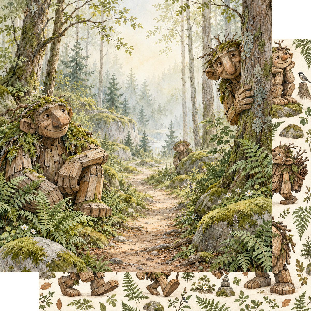 Troll Hunting Collection Peeking Troll 12 x 12 Double-Sided Scrapbook Paper by SSC Designs - 15 Pack