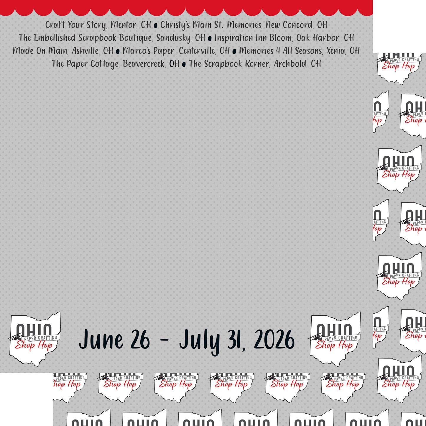 Ohio Collection Shop Hop 2026 12 x 12 Double-Sided Scrapbook Paper by SSC Designs