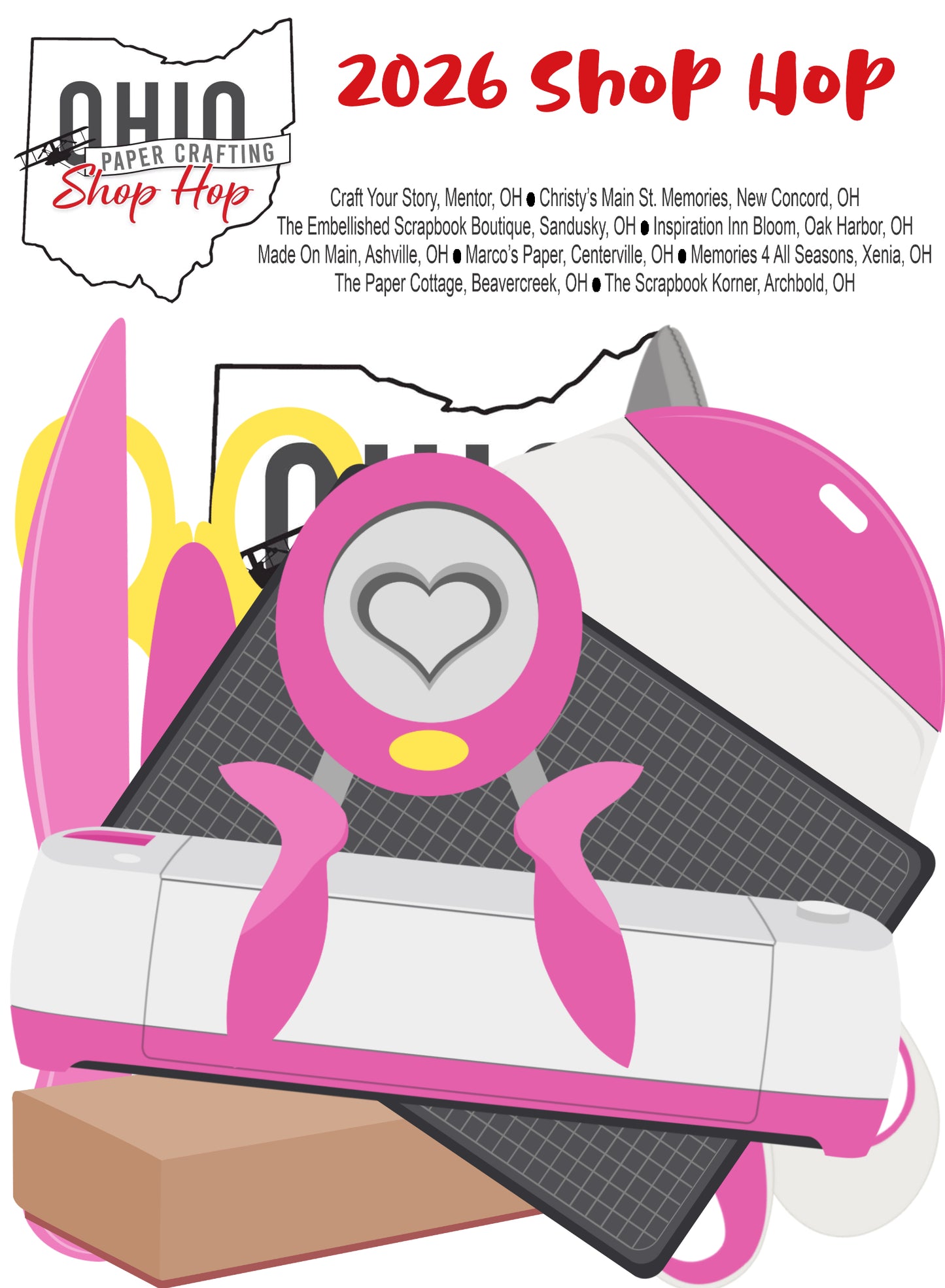 Ohio Collection Shop Hop 2026 Scrapbook Ephemera Embellishments - 3 Packs