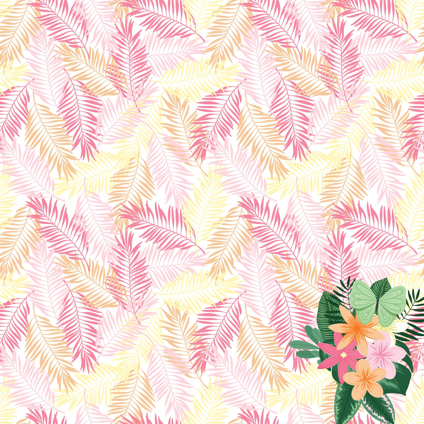 Sun Kissed Collection Frilly Ferns 12 x 12 Double-Sided Scrapbook Paper - 15 Pack