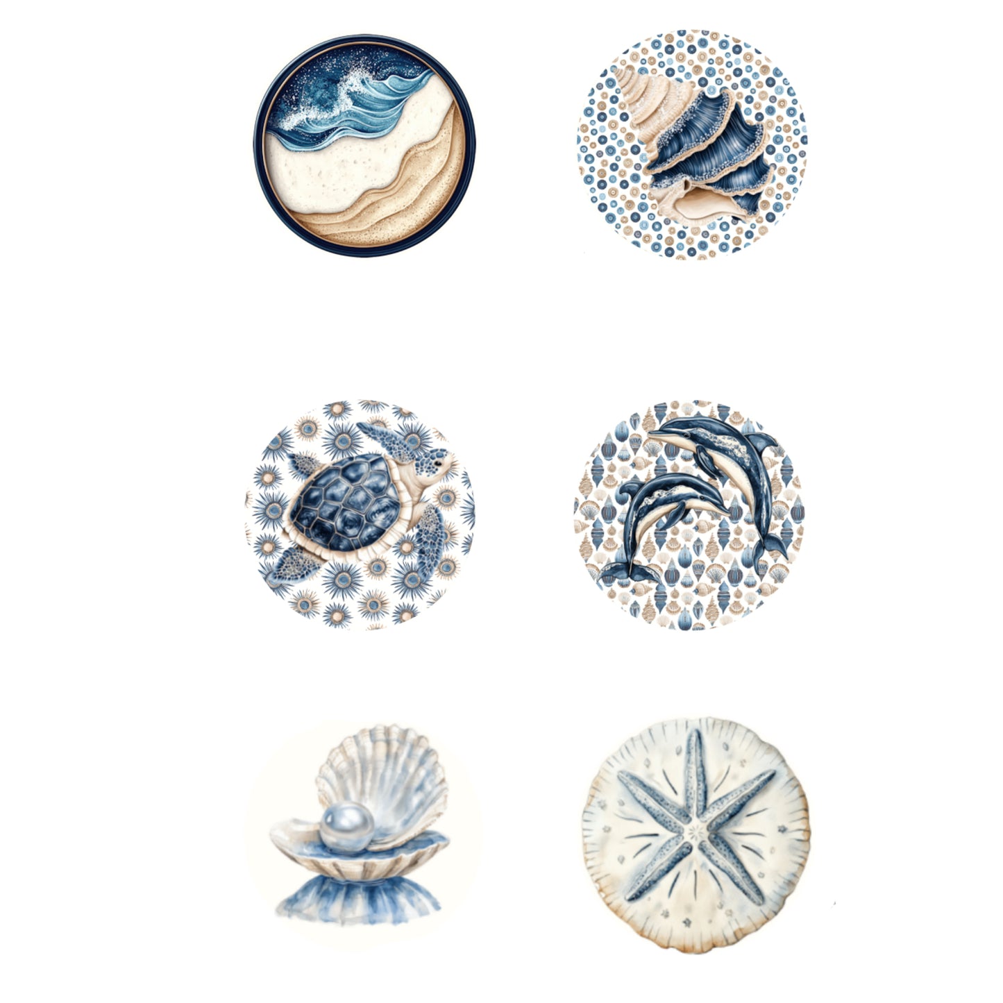 Saltwater Shores Collection 1" Button Bubbles Scrapbook Embellishments by MH Flair and More - 3 Packs