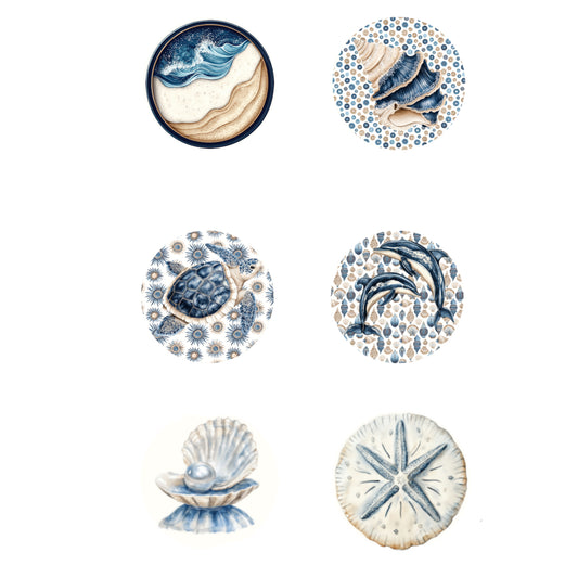 Saltwater Shores Collection 1" Button Bubbles Scrapbook Embellishments by MH Flair and More - 3 Packs