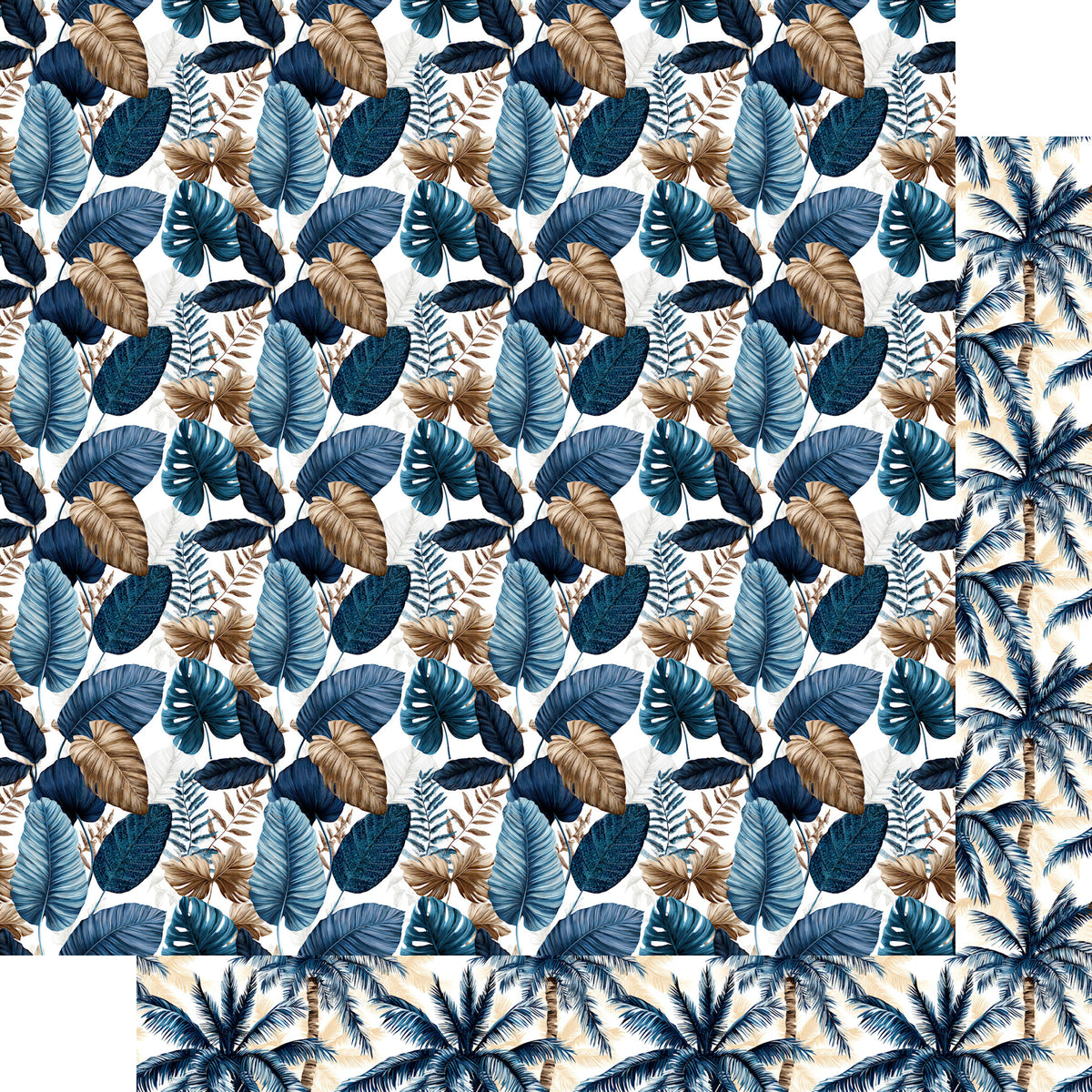 Saltwater Shores Collection Palm Serenity 12 x 12 Double-Sided Scrapbook Paper by SSC Designs - 15 Pack