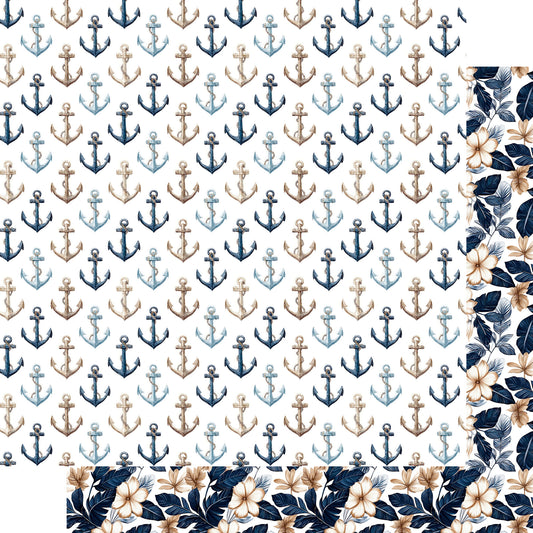 Saltwater Shores Collection Anchored In Paradise 12 x 12 Double-Sided Scrapbook Paper by SSC Designs - 15 Pack
