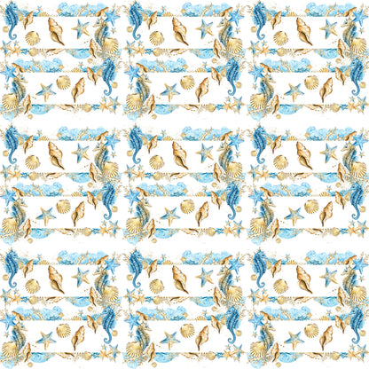 Frou Frou's Sun & Sand Collection Sea Shells In a Row 12 x 12 Double-Sided Scrapbook Paper - 15 Pack