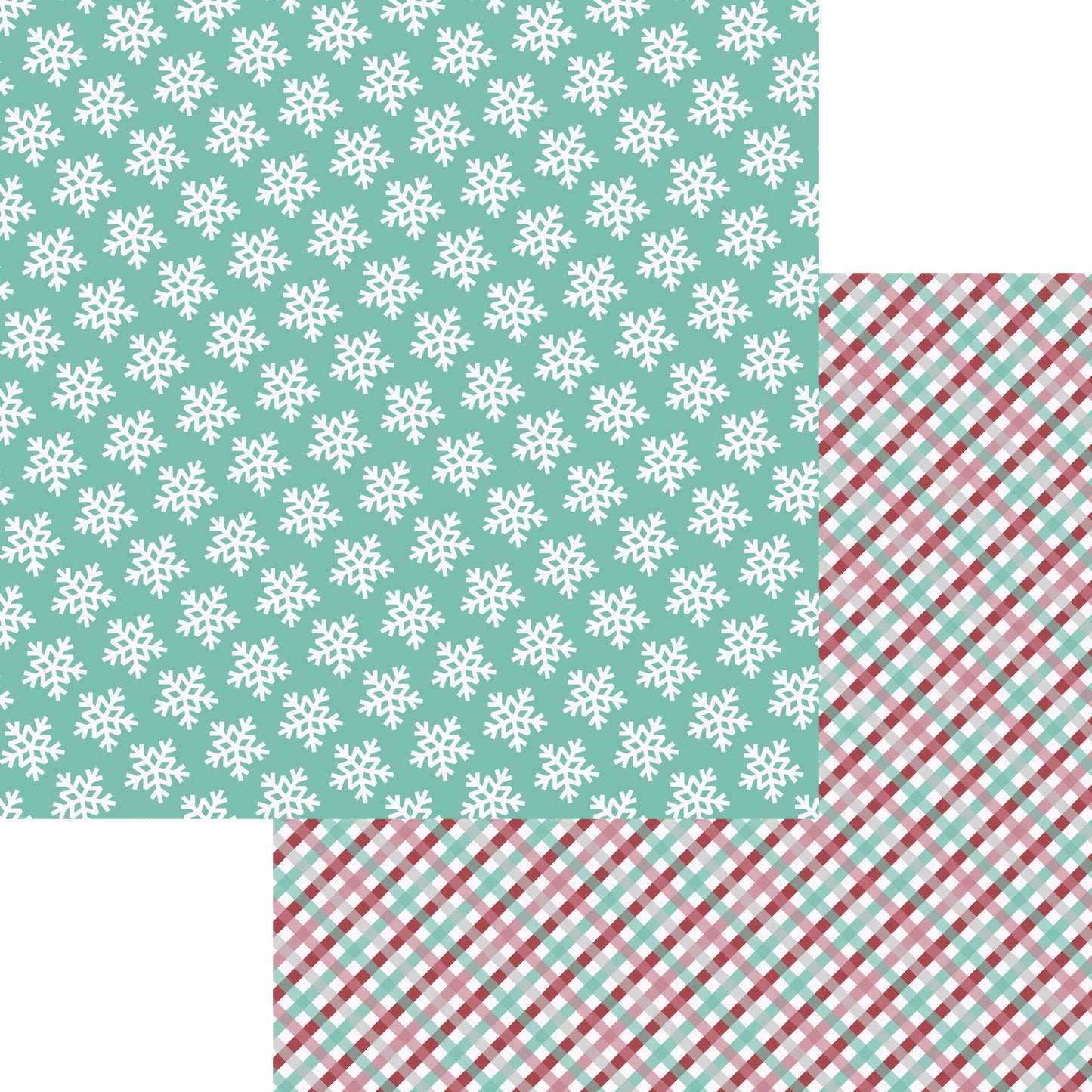 Snowflake Lane Collection Plenty of Plaid 12 x 12 Double-Sided Scrapbook Paper by SSC Designs - 15 Pack