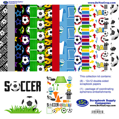 Soccer Season 12 x 12 Scrapbook Paper & Embellishment Kit by SSC Designs - 3 Kits
