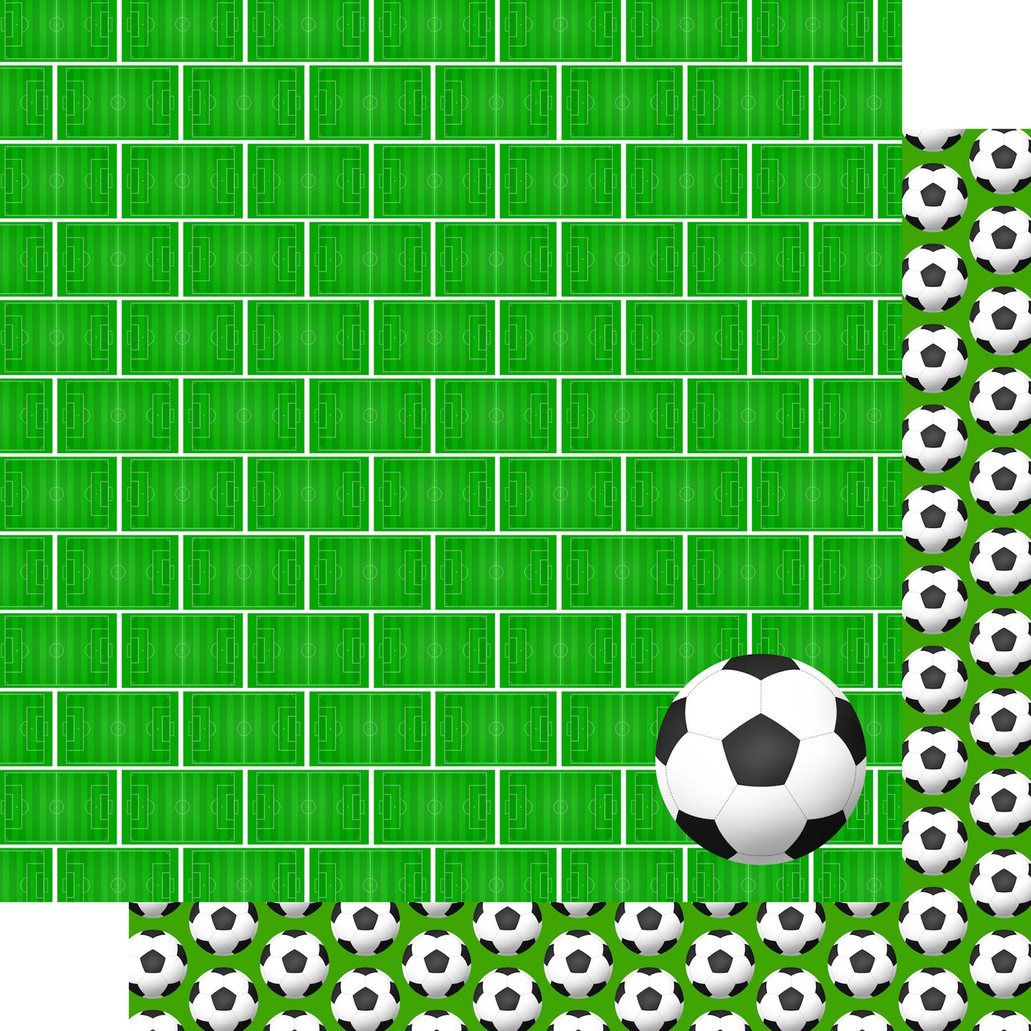 Soccer Season Collection Turf Time 12 x 12 Double-Sided Scrapbook Paper by SSC Designs - 15 Pack