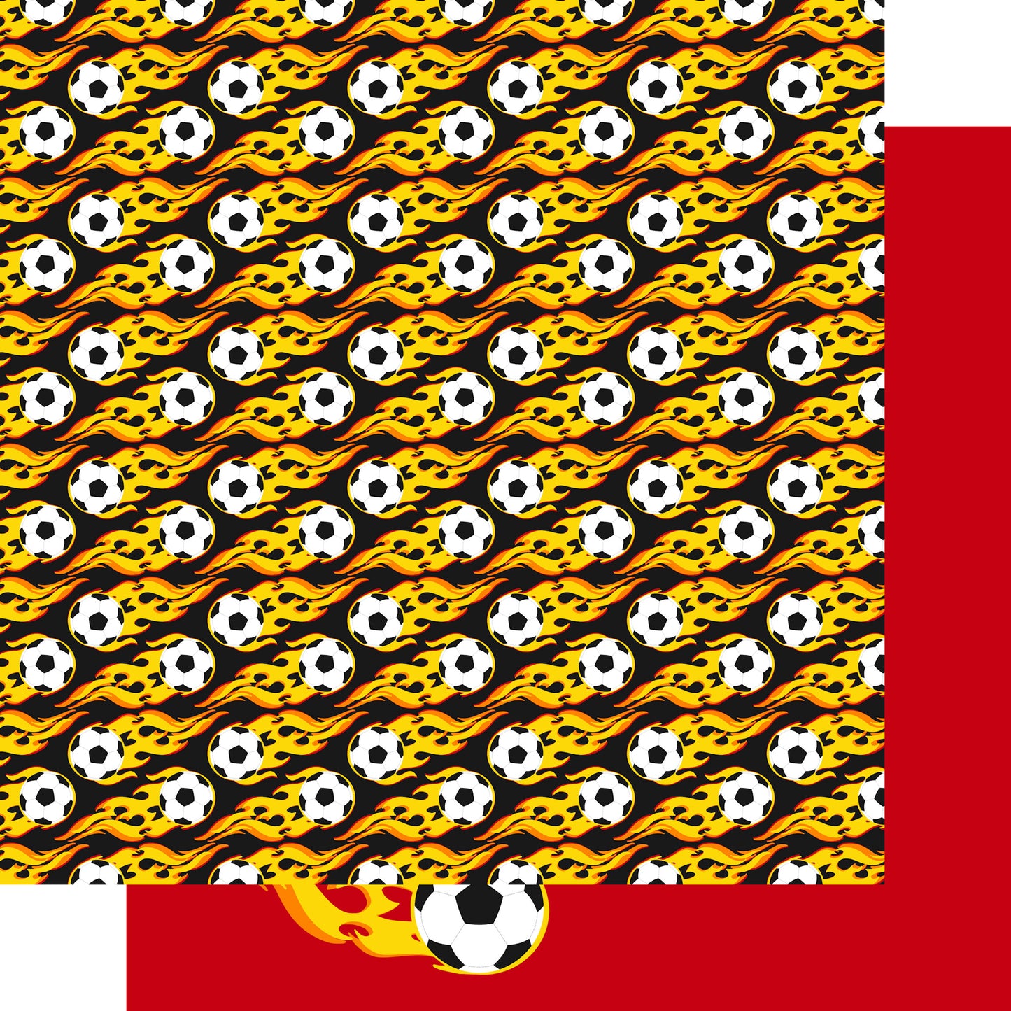 Soccer Season Collection Flaming Goals 12 x 12 Double-Sided Scrapbook Paper by SSC Designs - 15 Pack
