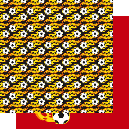 Soccer Season Collection Flaming Goals 12 x 12 Double-Sided Scrapbook Paper by SSC Designs - 15 Pack