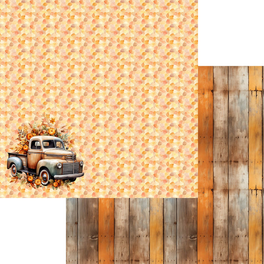 Fall Blessings Collection Rustic Truck 12 x 12 Double-Sided Scrapbook Paper by SSC Designs - 15 Pack