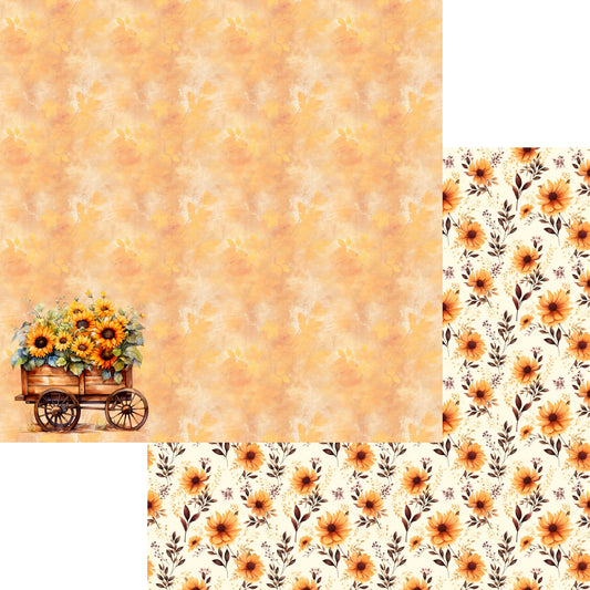 Fall Blessings Collection Sunflower Love 12 x 12 Double-Sided Scrapbook Paper by SSC Designs - 15 Pack