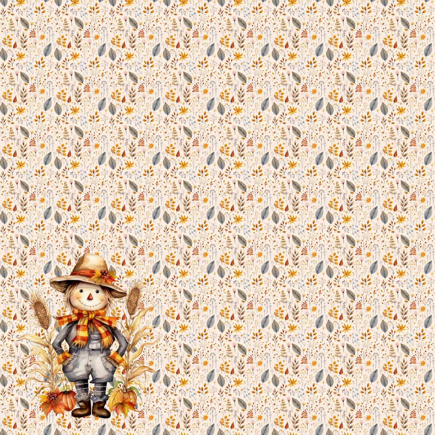 Fall Blessings Collection Scarecrow Love 12 x 12 Double-Sided Scrapbook Paper by SSC Designs - 15 Pack