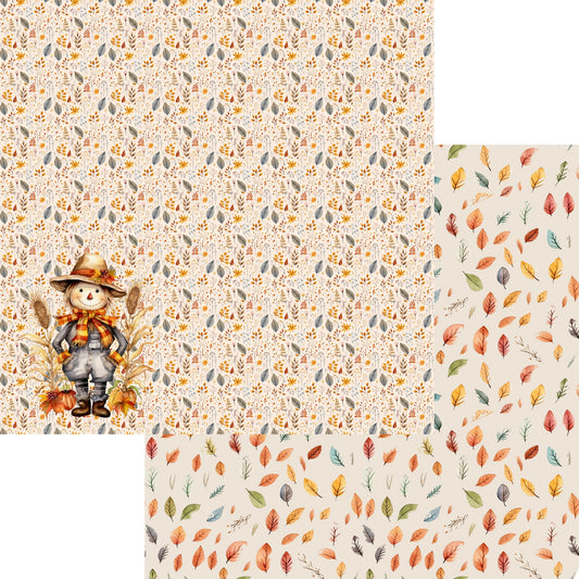 Fall Blessings Collection Scarecrow Love 12 x 12 Double-Sided Scrapbook Paper by SSC Designs - 15 Pack